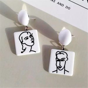 “Him & I” Picasso-Style Art Portrait Face Earrings